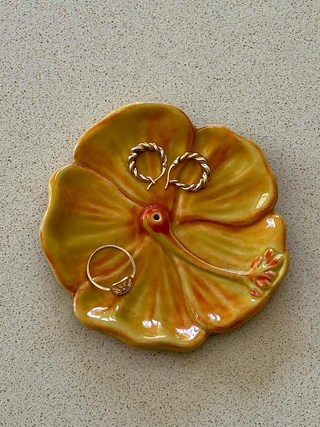 Hibiscus Ceramic Incense Holder