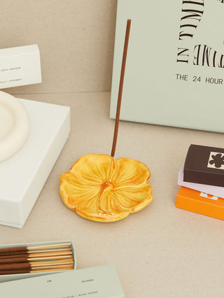 Hibiscus Ceramic Incense Holder