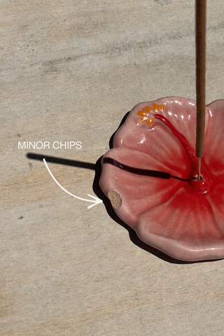 Imperfect Hibiscus Incense Holder - Sunset Red