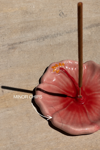 Imperfect Hibiscus Incense Holder - Sunset Red